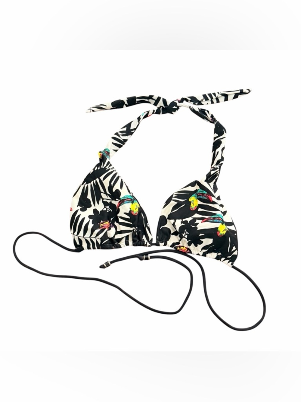 Shoshanna Black & White Tropical Print Triangle Bikini Top Size Small B/C Cup